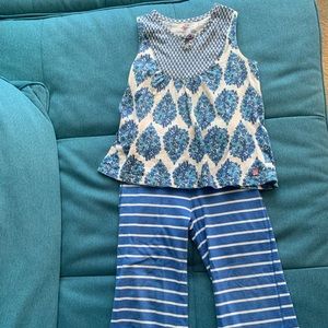 Pink Chicken blue tank top